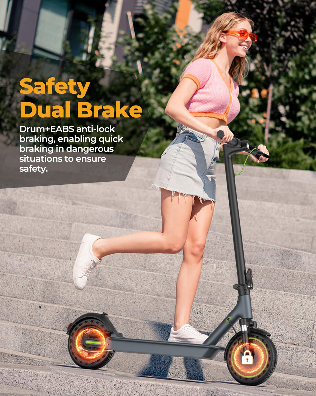 Electric Scooter with Solid Tires, Double Braking System R92033