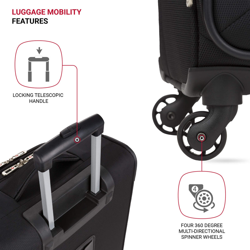 Black 18-Inch Softside Carry-On Luggage with Spinner Wheels W35945