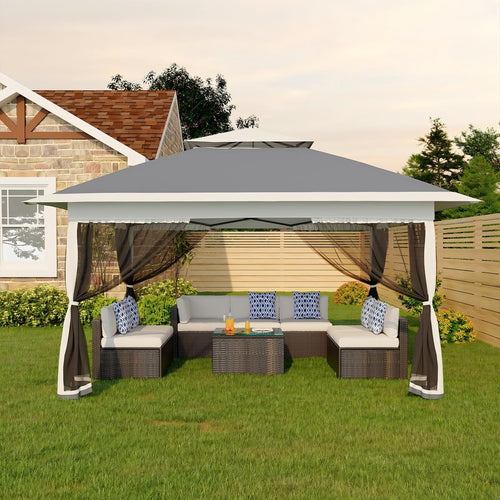 13x13FT Pop Up Gazebo with Mosquito Netting, Grey Z37883