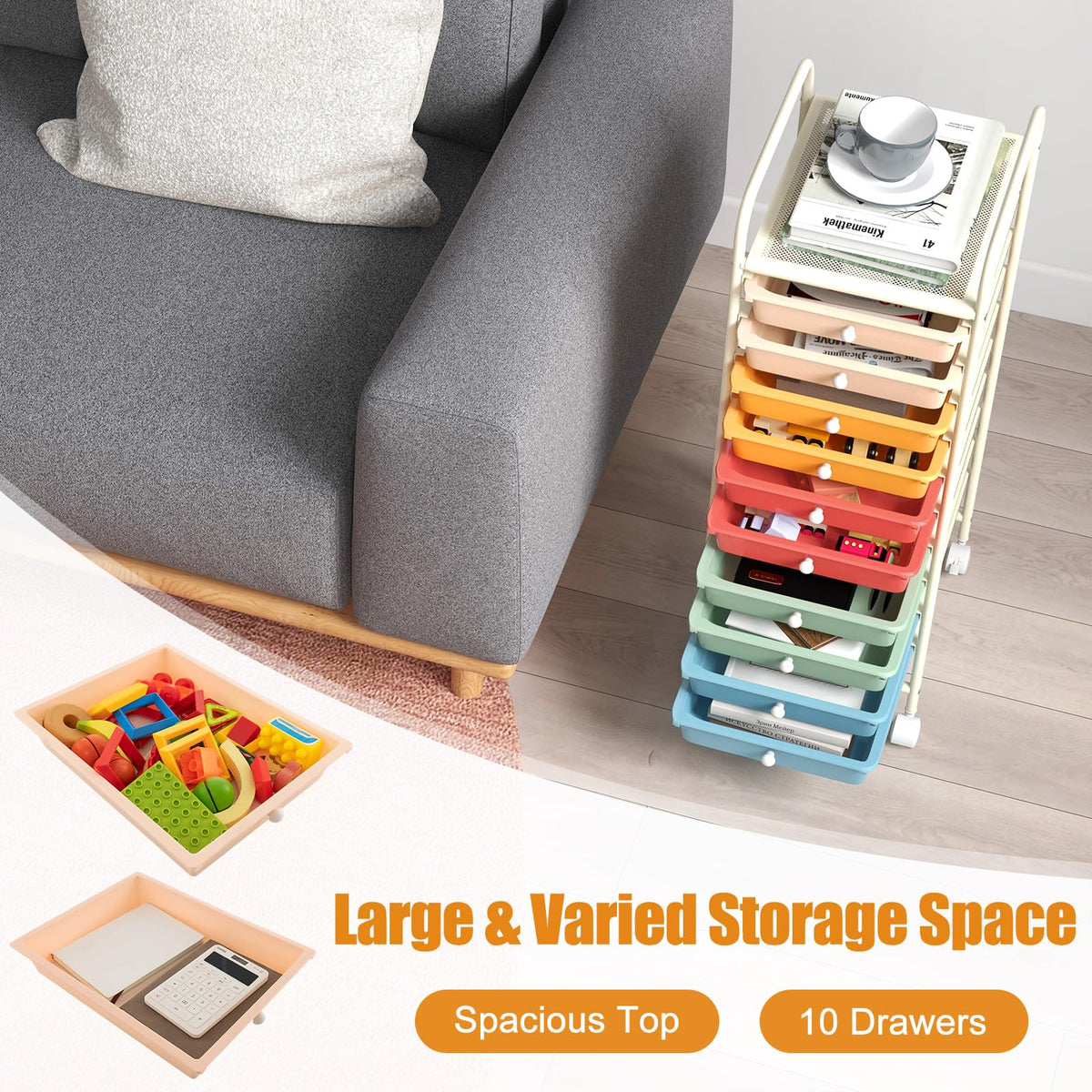 10 Drawer Rolling Storage Cart Y508508
