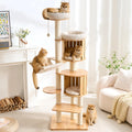 Solid Wood 70 Inches Tall Cat Tree Tower with Scratching Post V758