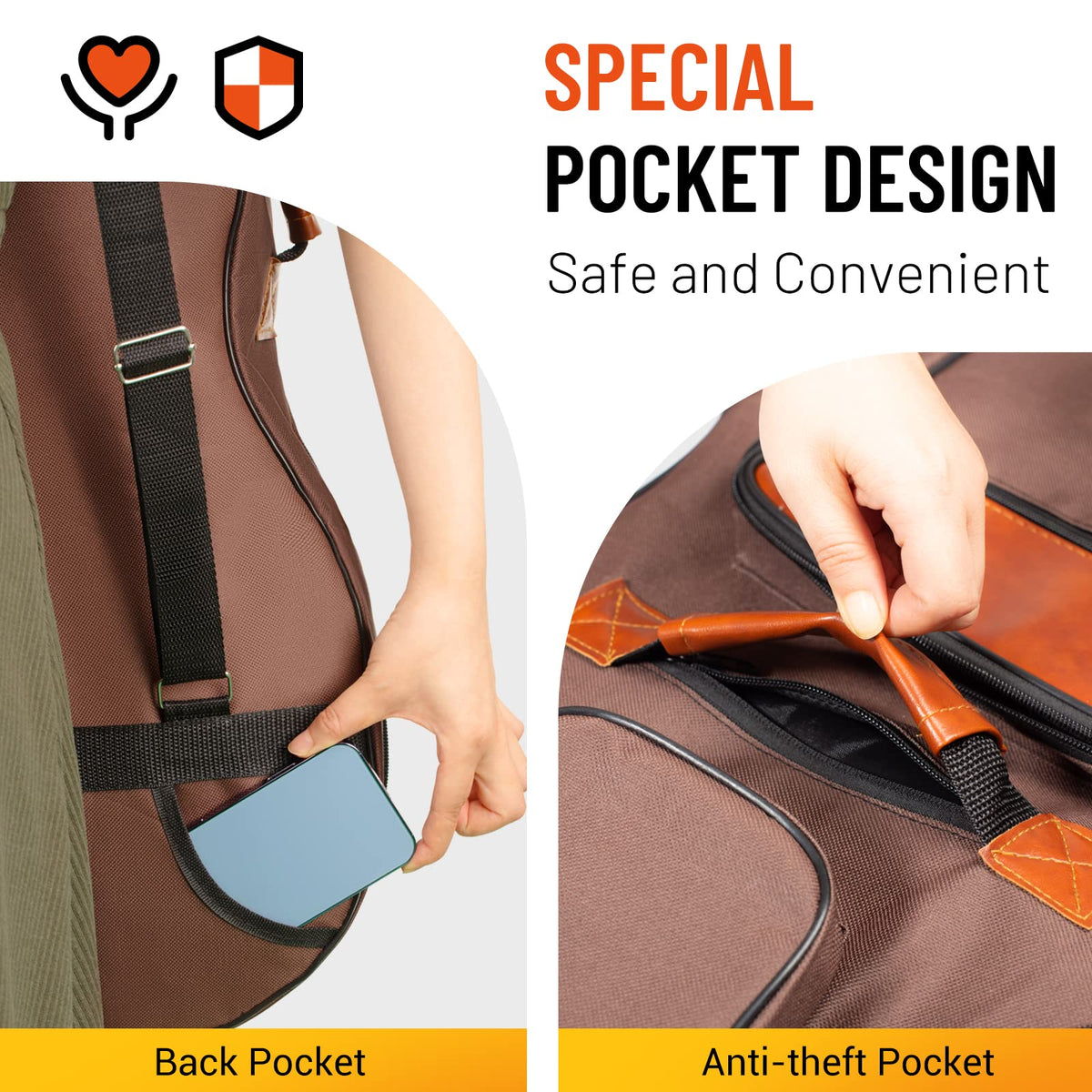 40 41 42 In 6 Pockets Water Resistent Oxford Cloth Padded Guitar Bag B881886