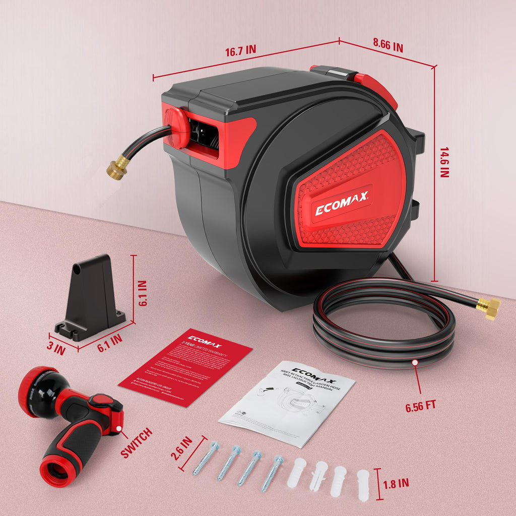 Retractable Garden Hose Reel 1/2" x 100 ft H505