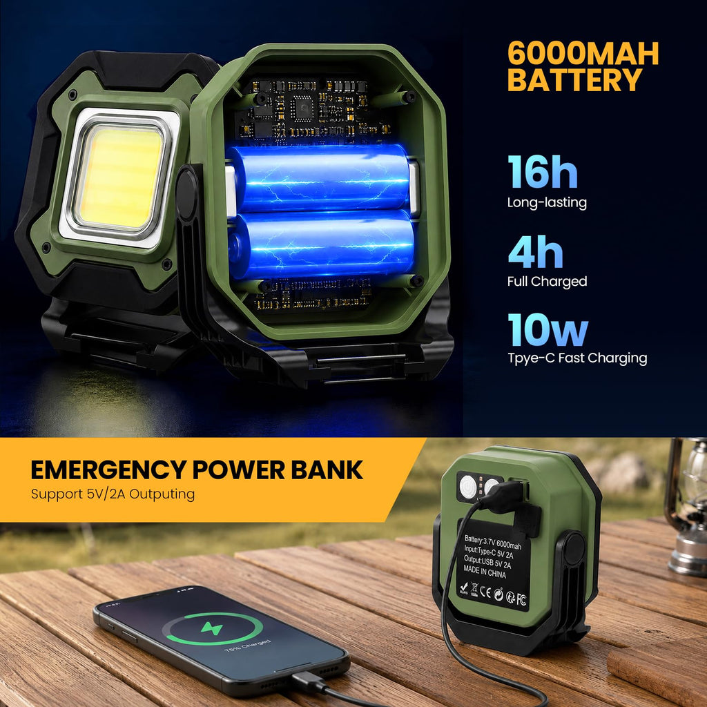 2-Pack 6000mAh Magnetic LED Work Light Y20661