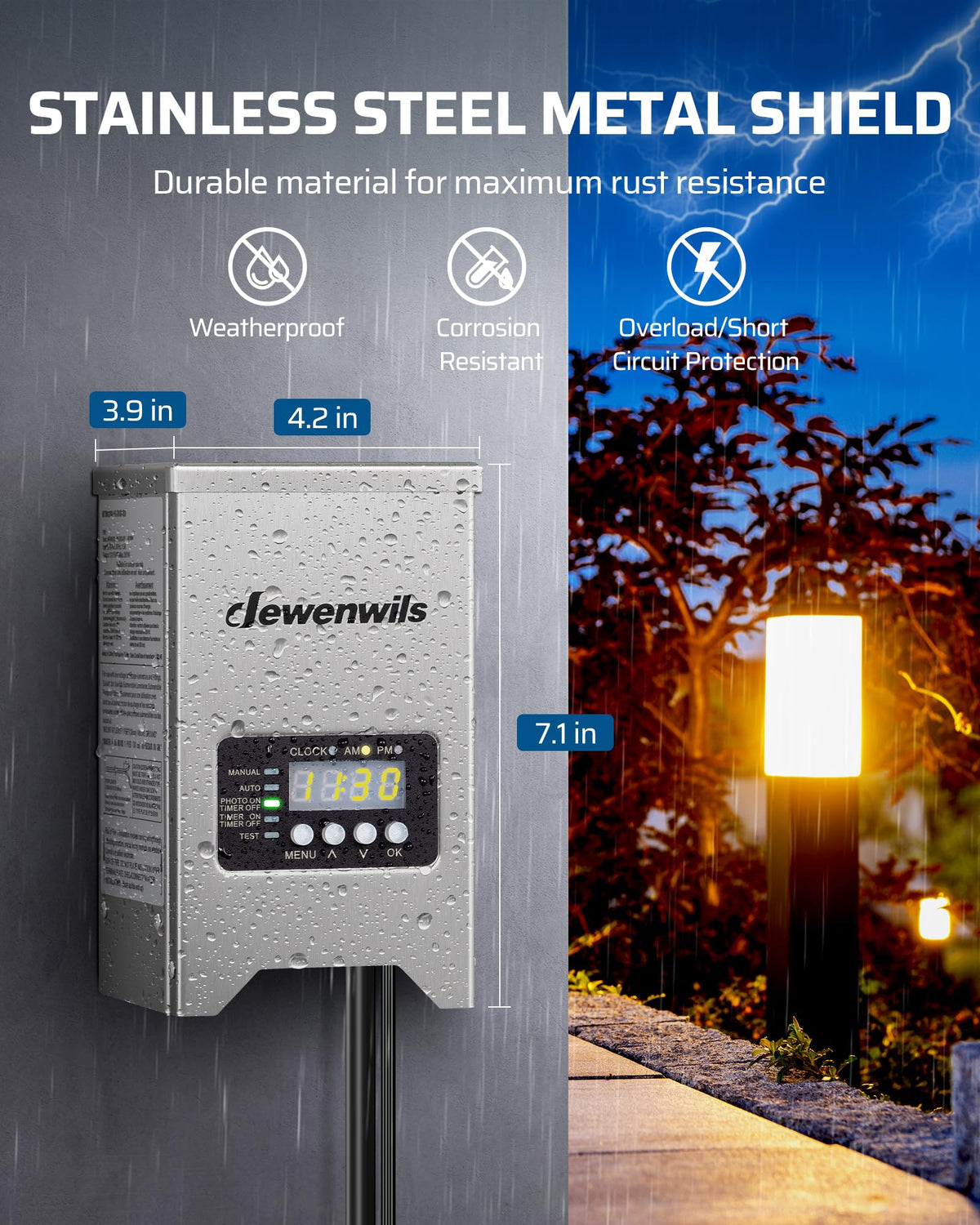 200W Low Voltage Transformer with Photocell Sensor & Timer F7460