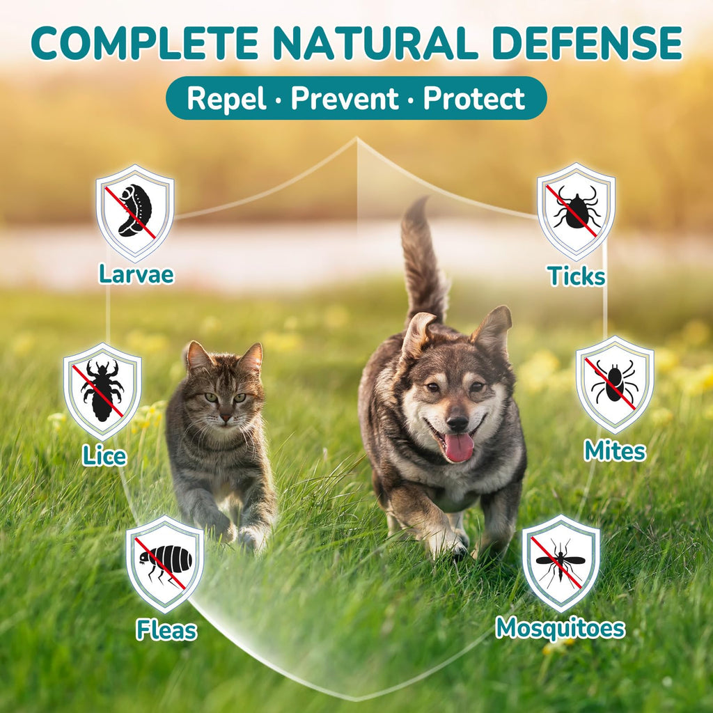 Natural Flea & Tick Prevention Bundle for Cats & Dogs, 200 Chews + Herbal Drops L773