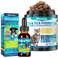 Natural Flea & Tick Prevention Bundle for Cats & Dogs, 200 Chews + Herbal Drops L773