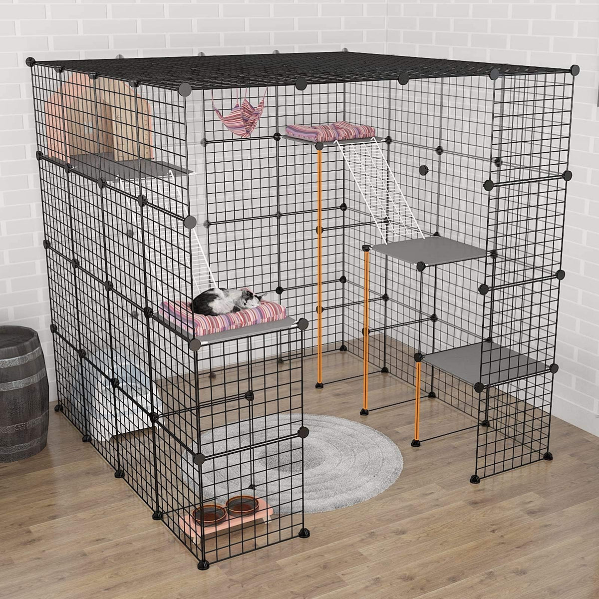 Large Indoor Cat Playpen Metal Wire Cage 55L x 55W x 55H Inchs I201908