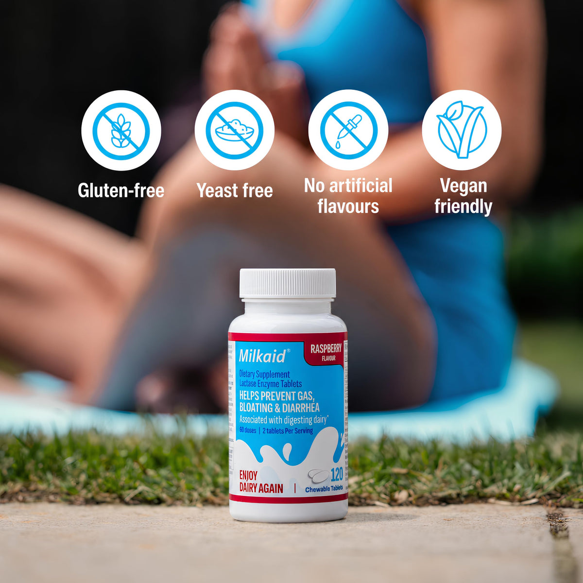 Chewable Lactase Enzyme Tablets 360 Tablets Raspberry K16613
