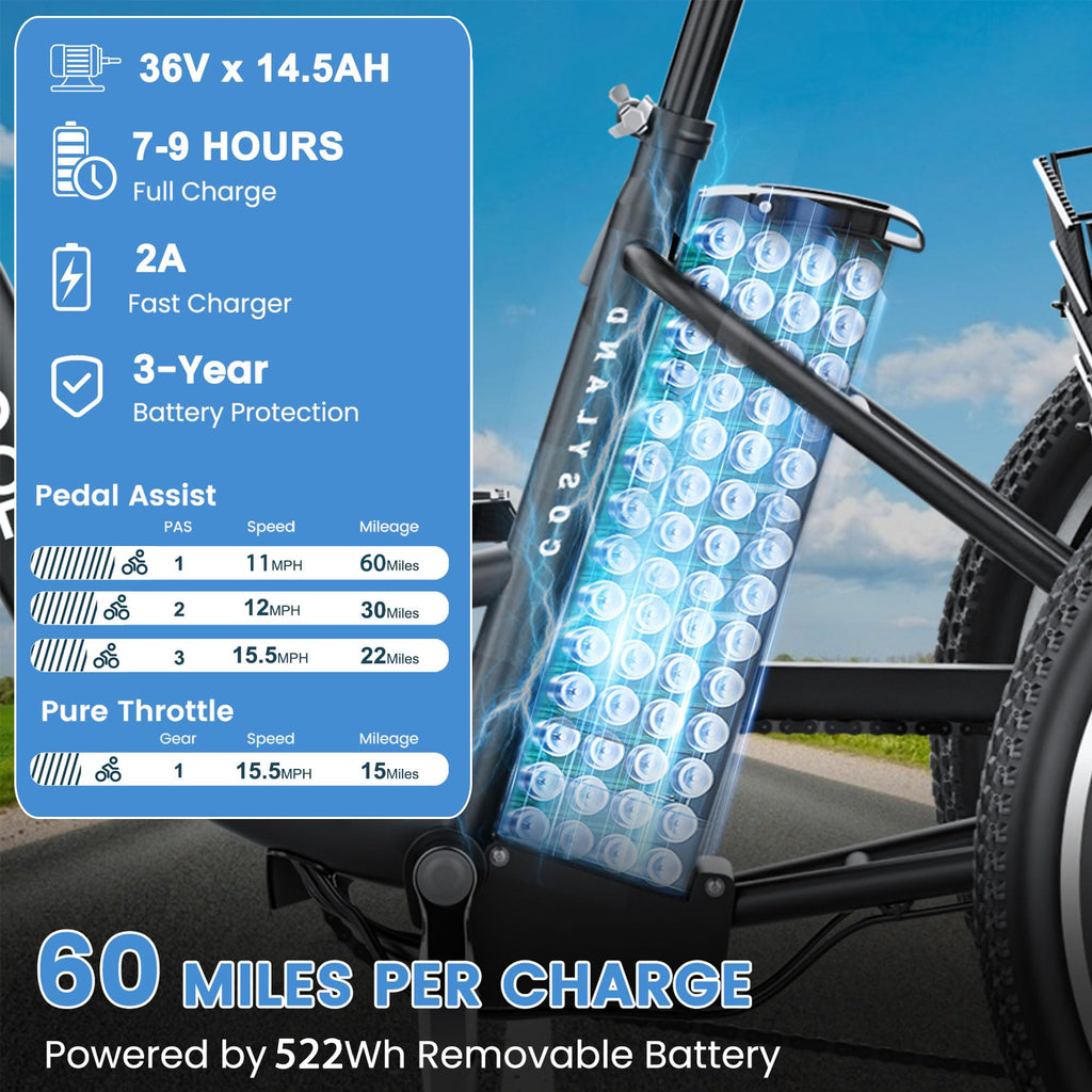 350W 36V 7 Speeds Electric Tricycle with Basket F2622