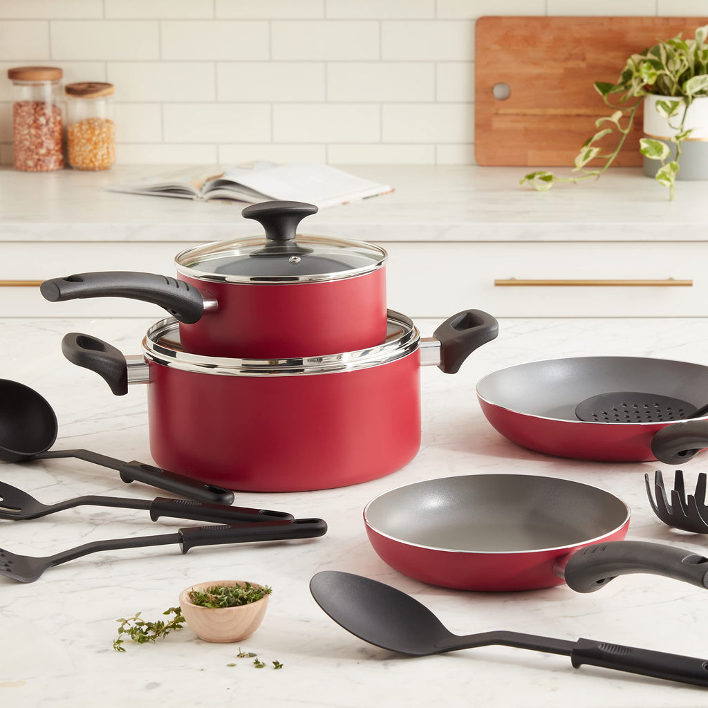 12 Piece Nonstick Red Cookware Set P65411