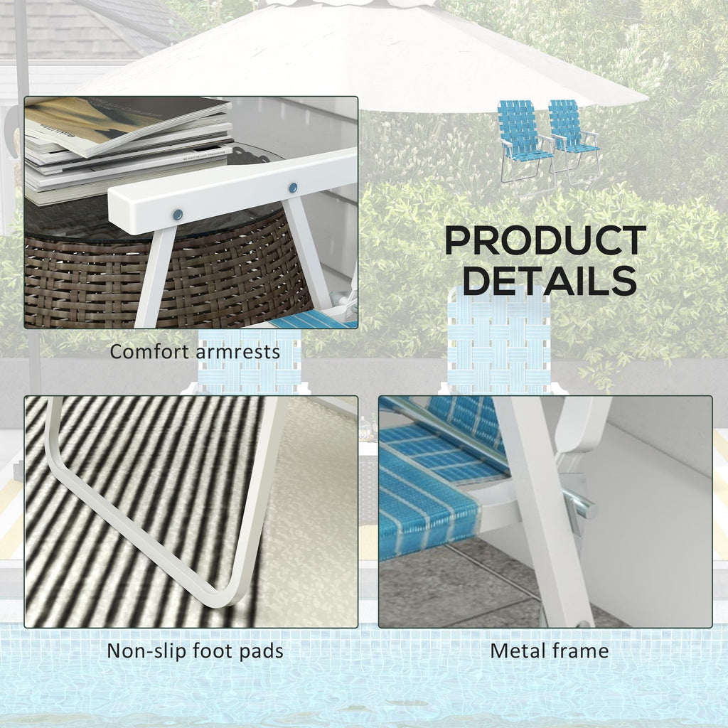 Set of 2 Blue Patio Folding Chairs R59326