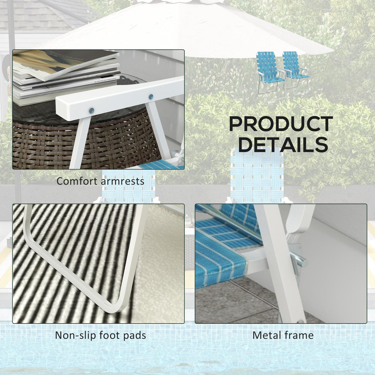 Set of 2 Blue Patio Folding Chairs R59326