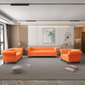 Orange Velvet Chesterfield Sofa Loveseat and Chair W1384