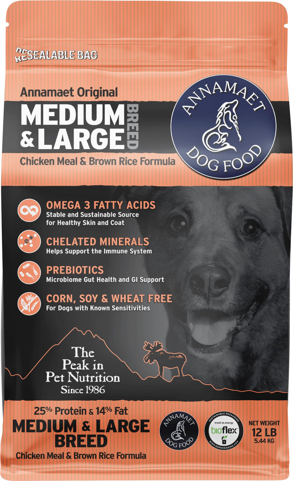 Dry Dog Food, 25% Protein Chicken & Brown Rice, 12-lb Bag P562