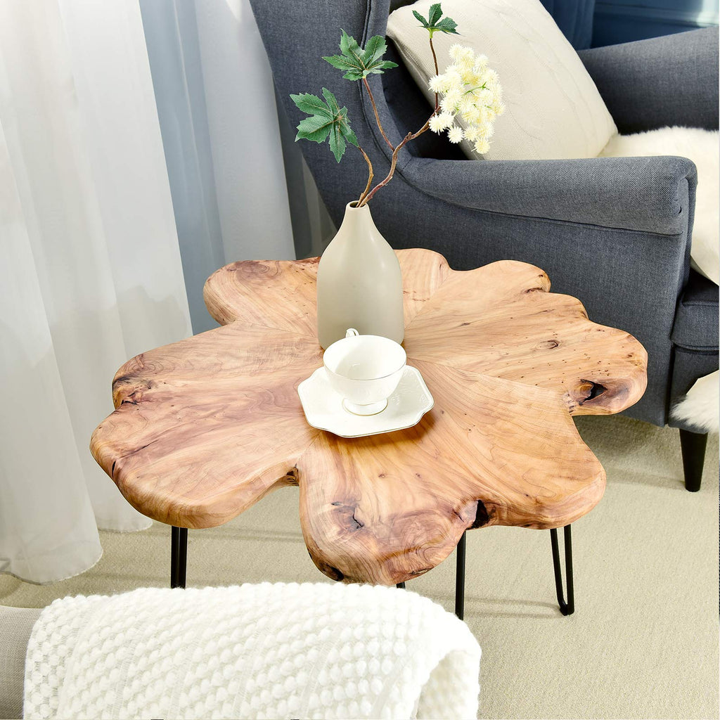 Flower-Shaped Live Edge Cedar Coffee Table U19381