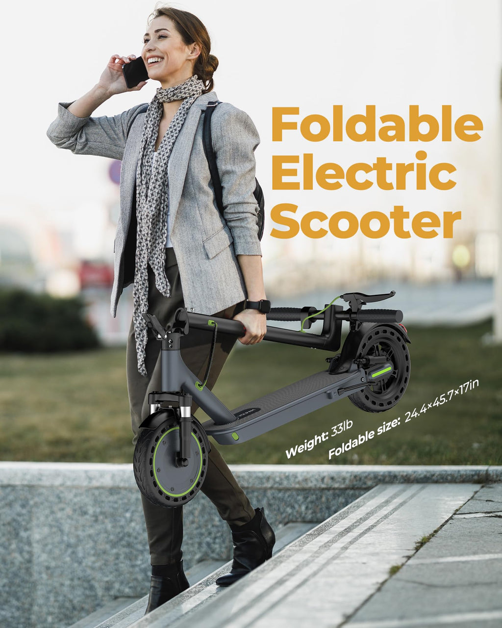Electric Scooter with Solid Tires, Double Braking System R92033