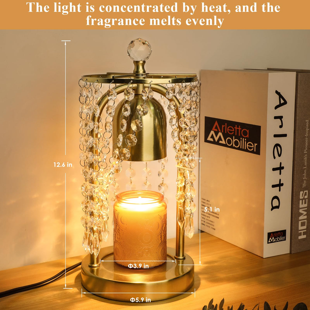 Gold Candle Warmer Lamp with Timer and Dimmer K35905