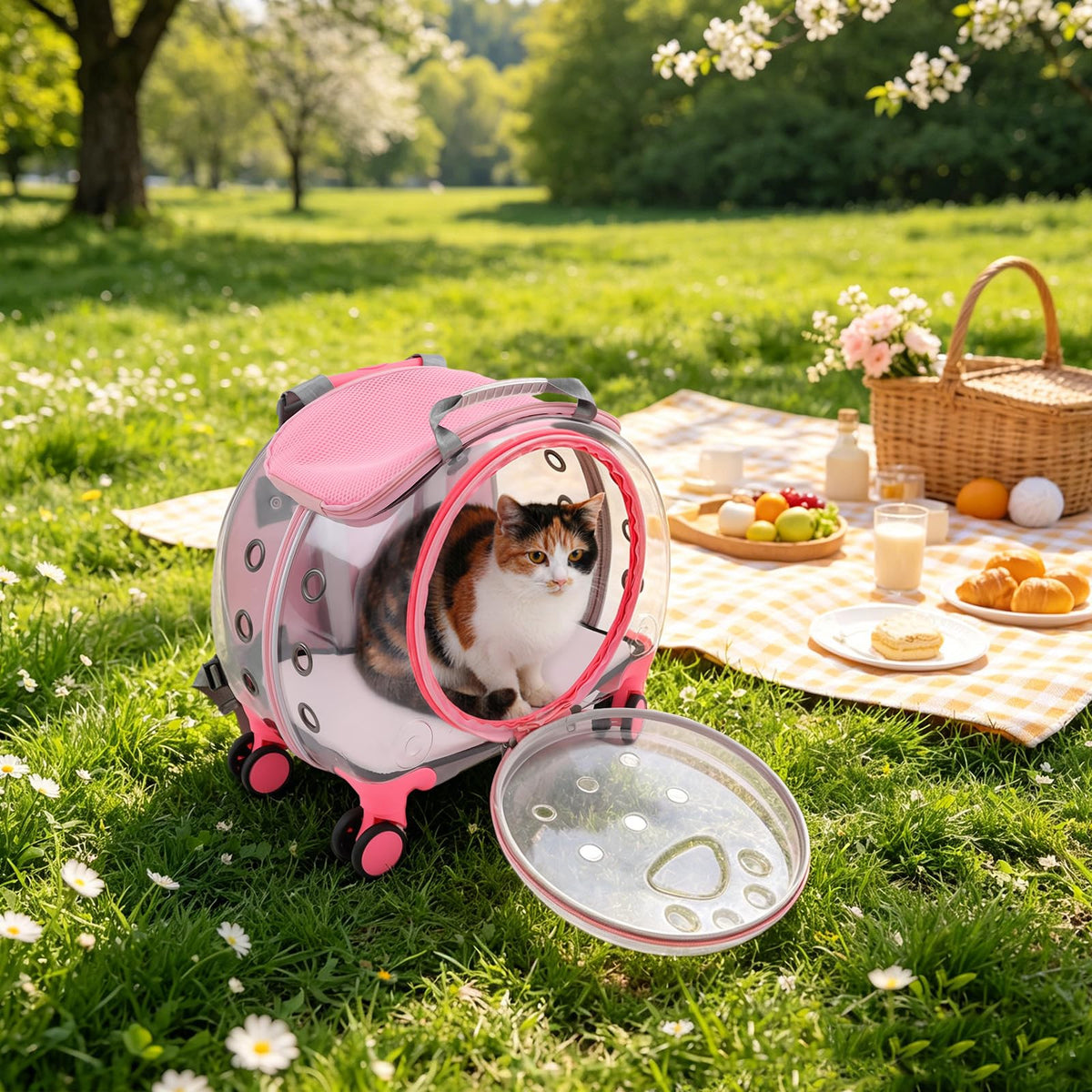 Pink Pet Trolley Case with Shock-Absorbing Wheels N6193