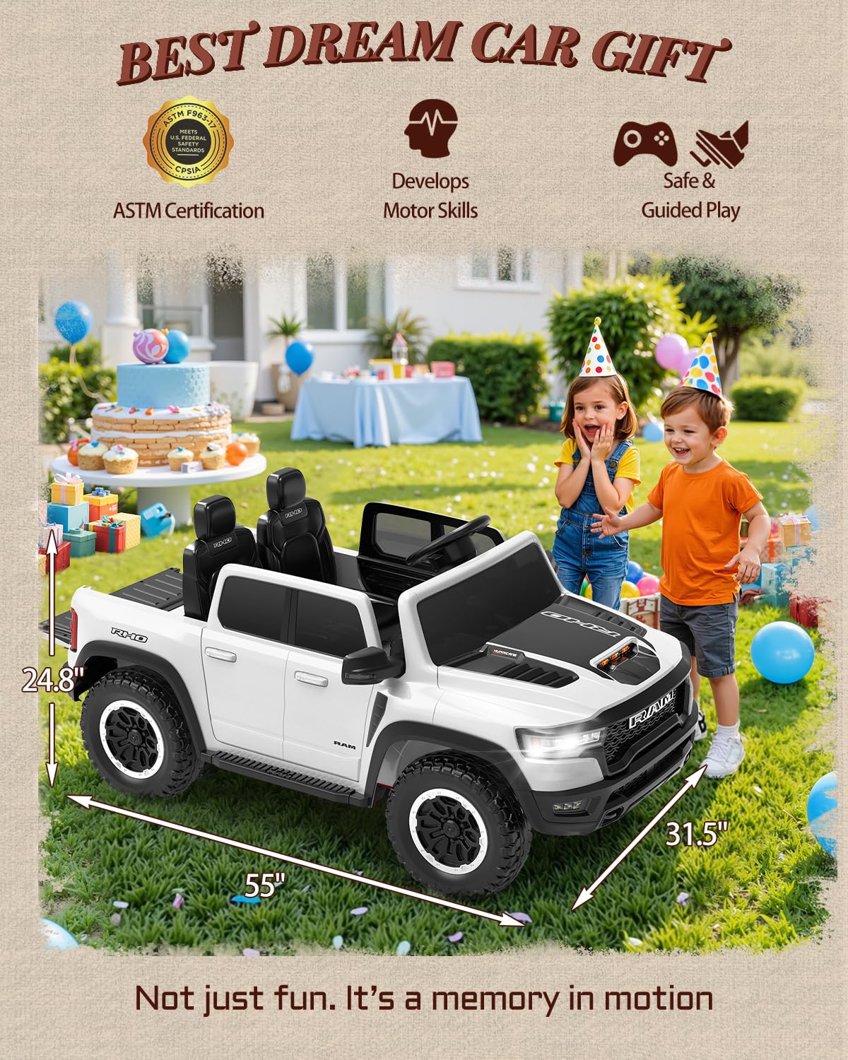 2 Seater Electric Car for Kids with Remote Control N89690