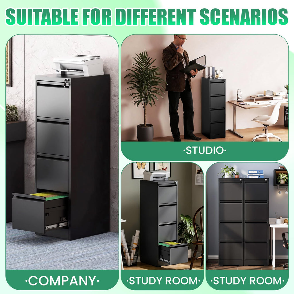 4 Drawer Metal File Cabinet with Lock D83920