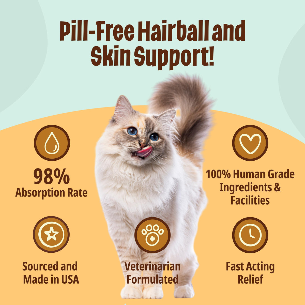 Cat Hairball Support Cod Liver Oil for Cats 30 Packets N381