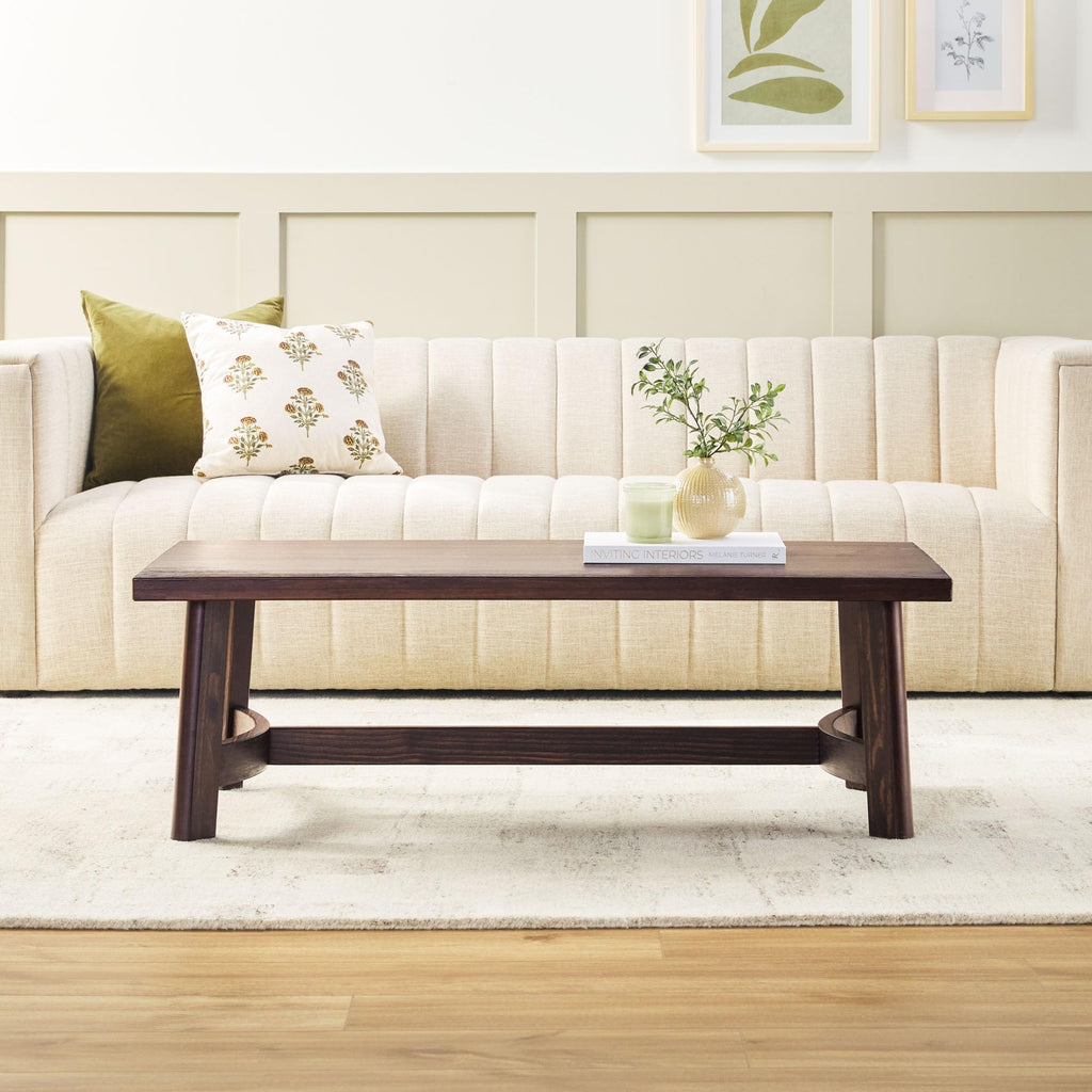 Solid Wood Rectangular Coffee Table, 48 Inch, Espresso C76345