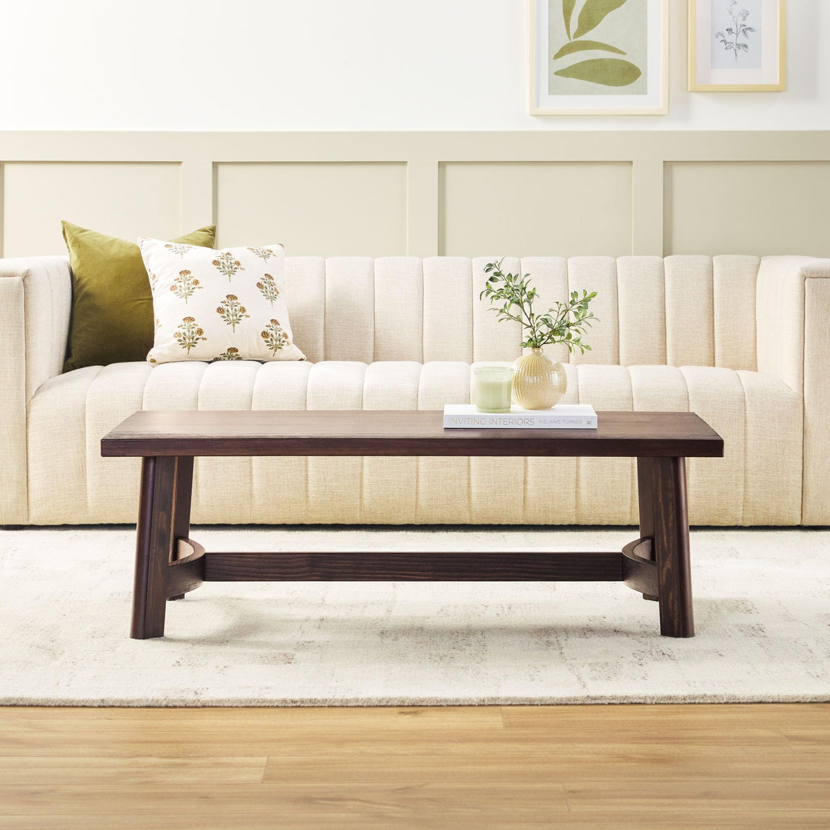 Solid Wood Rectangular Coffee Table, 48 Inch, Espresso C76345