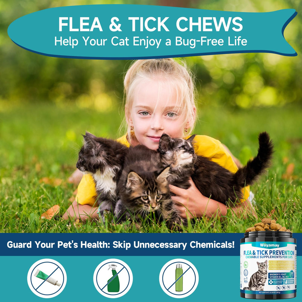 Natural Flea & Tick Prevention Bundle for Cats & Dogs, 200 Chews + Herbal Drops L773