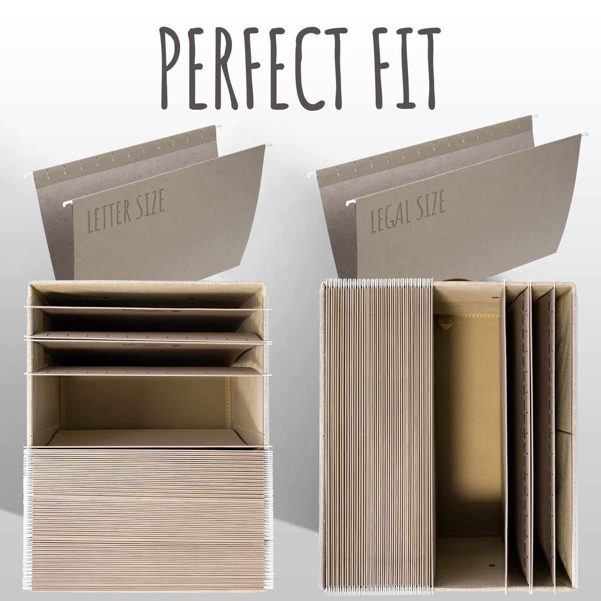 Collapsible Linen File Organizer Box Set of 2 E789