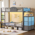 Twin Over Twin Metal Bunk Bed with 6 Storage Drawers T43220