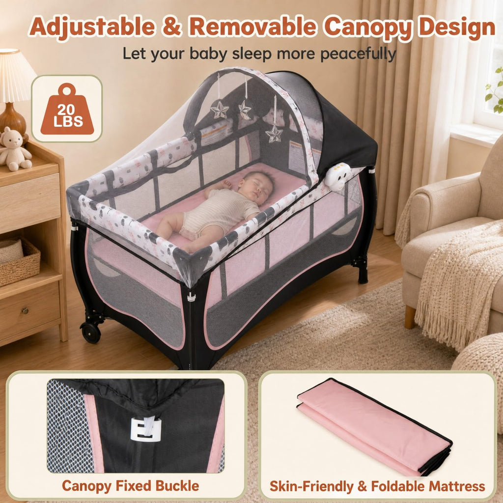 4 in 1 Portable Baby Playard with Bassinet and Changing Table F255
