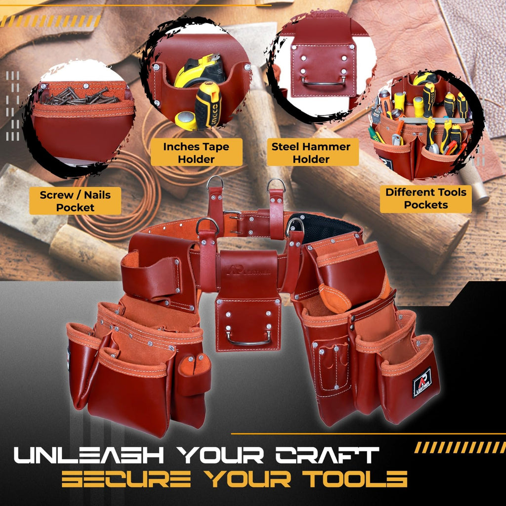 Genuine Full Grain Leather Tool Belt with Suspenders Y59277