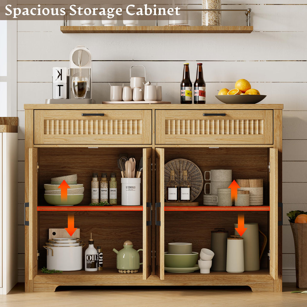 Fluted Buffet Sideboard Cabinet with Drawers L659991