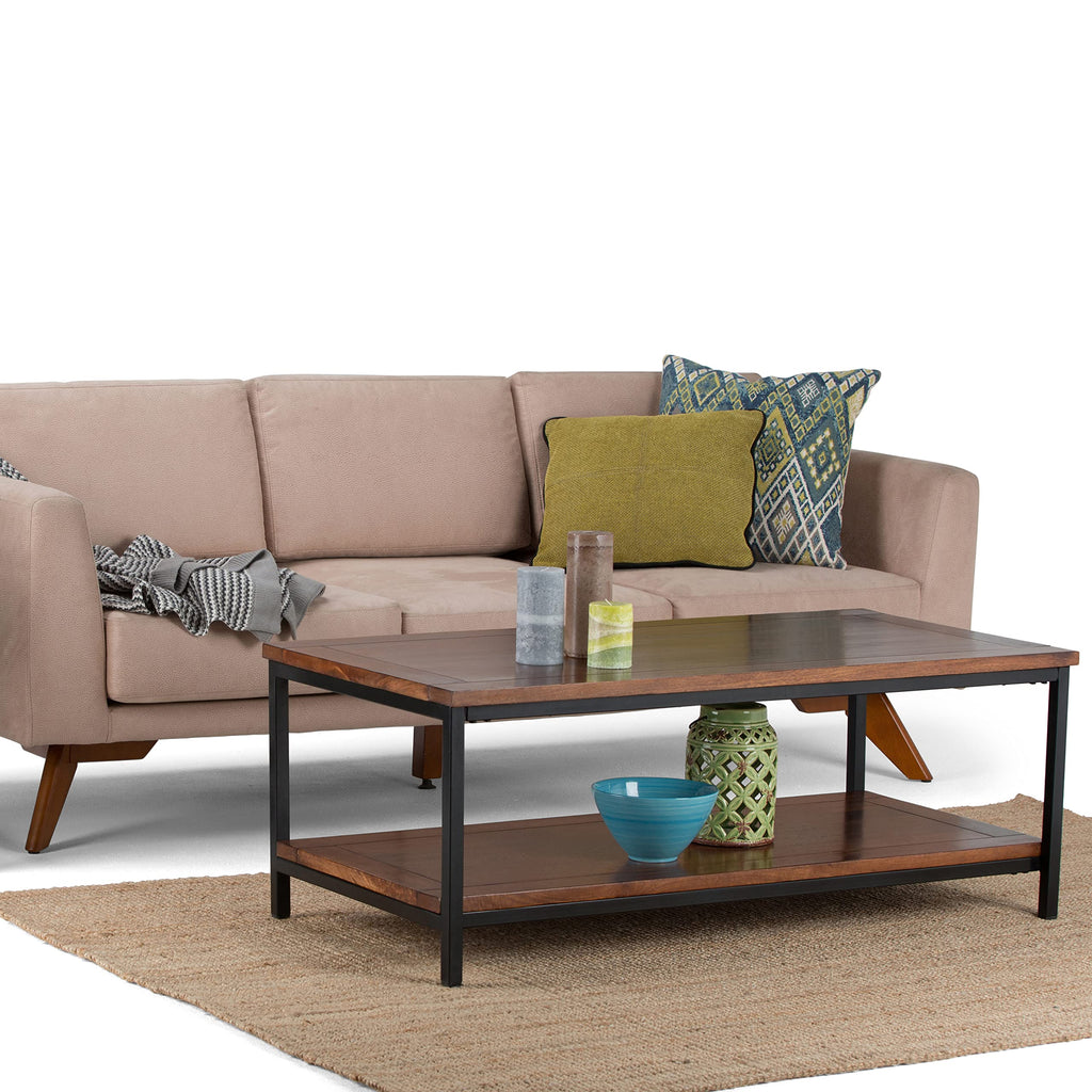 48 inch Dark Cognac Brown Mango Wood Coffee Table H649