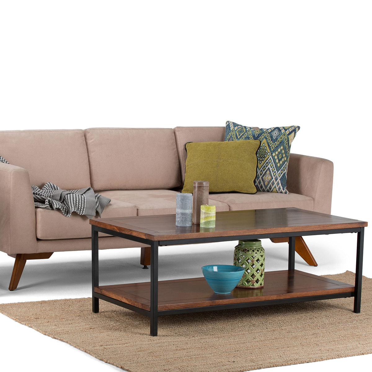 48 inch Dark Cognac Brown Mango Wood Coffee Table H649