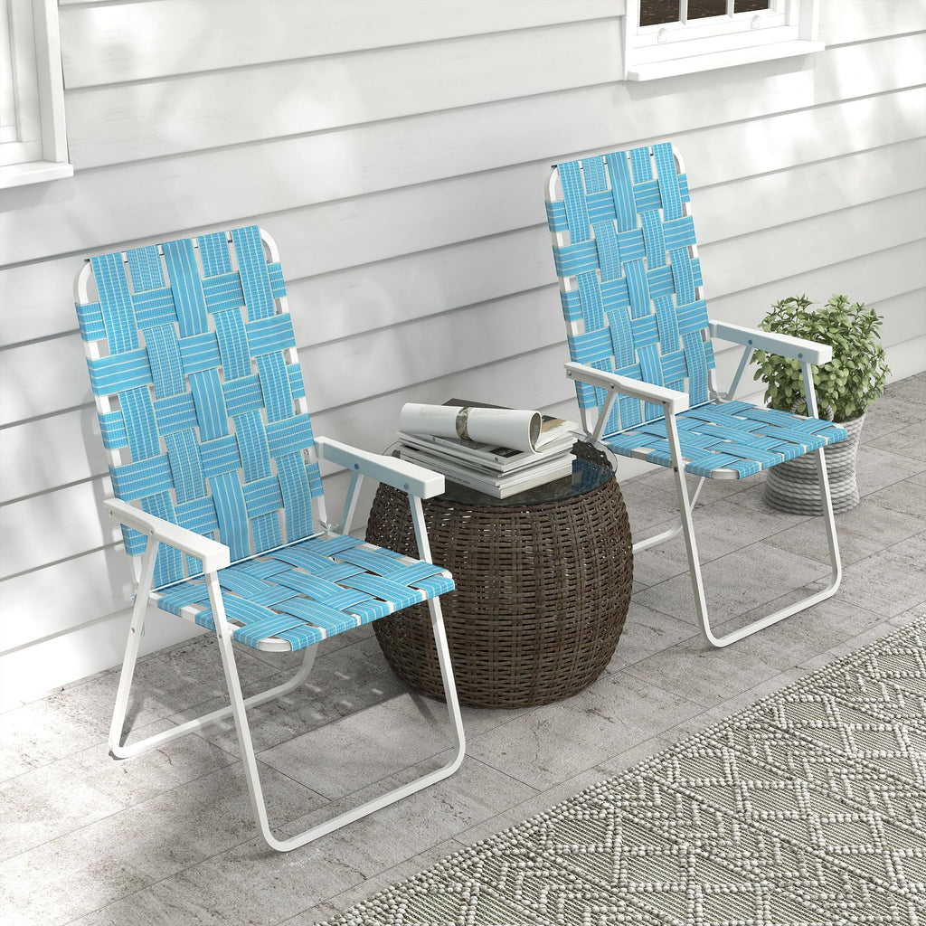 Set of 2 Blue Patio Folding Chairs R59326