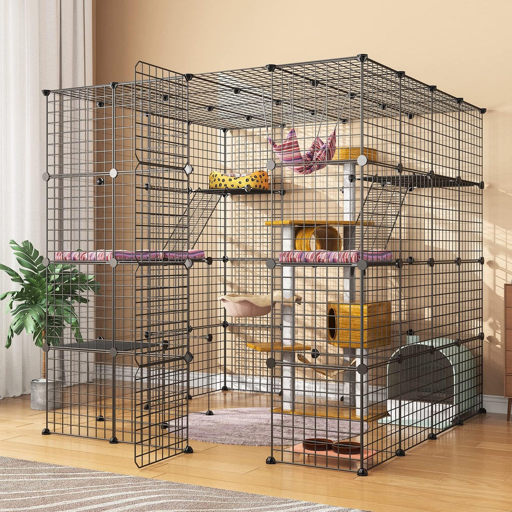 Large Indoor Cat Playpen Metal Wire Cage 55L x 55W x 55H Inchs I201908