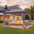 11x11 Pop Up Gazebo Canopy Tent with Mosquito Netting, Adjustable Height, Gray P214865