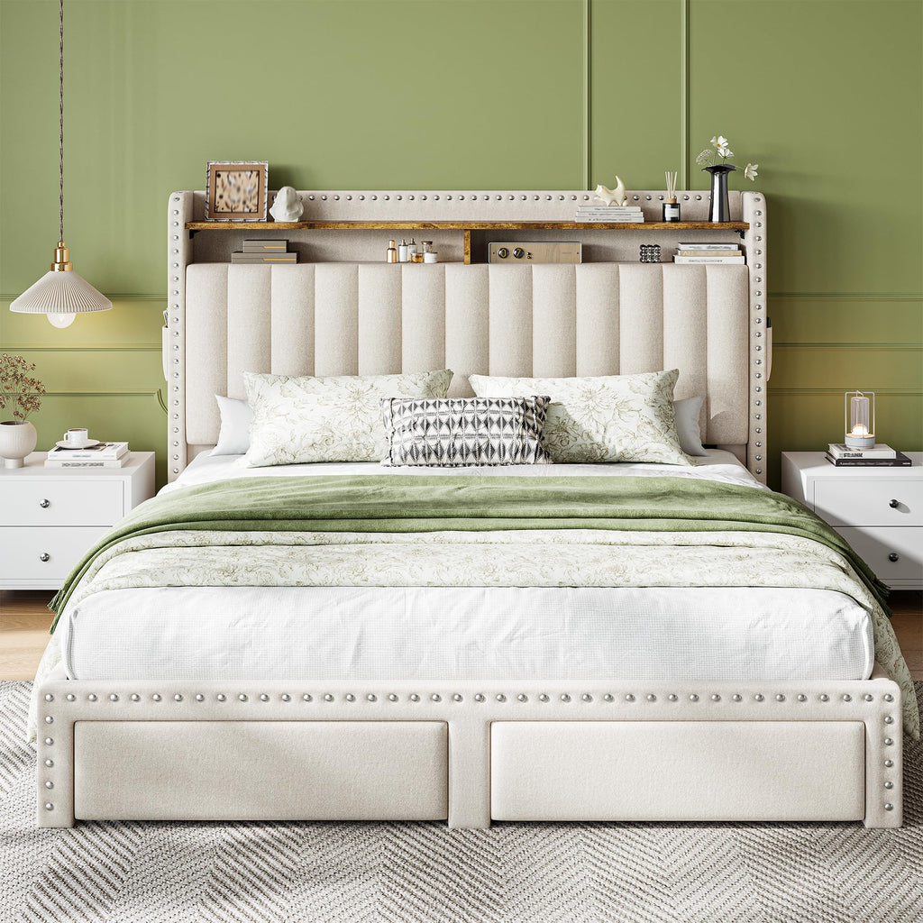 Queen Bed Frame with 2 Drawers F407431