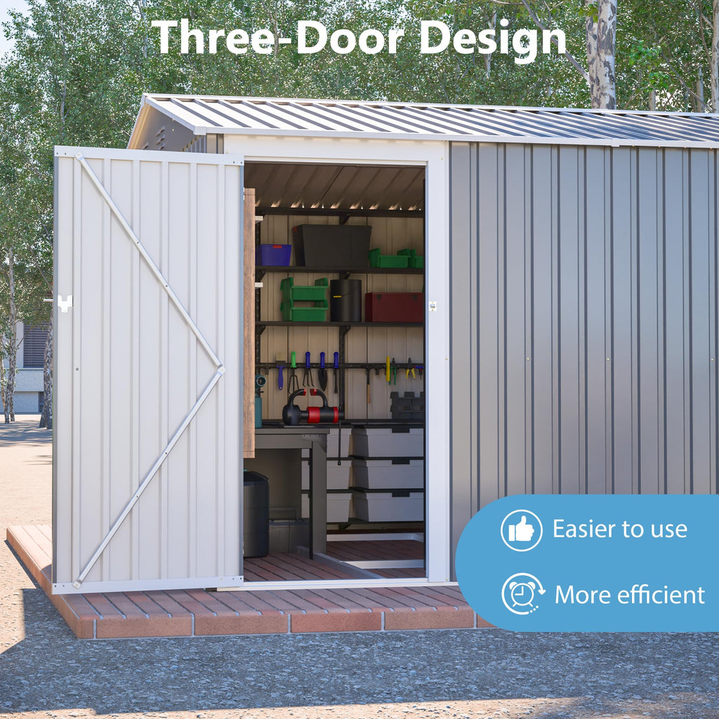 10x14 FT Light Gray Metal Storage Shed D71297