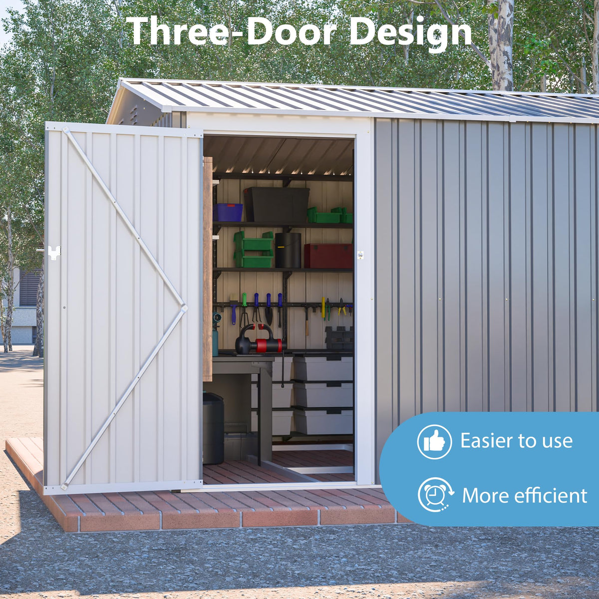 10x14 FT Light Gray Metal Storage Shed D71297