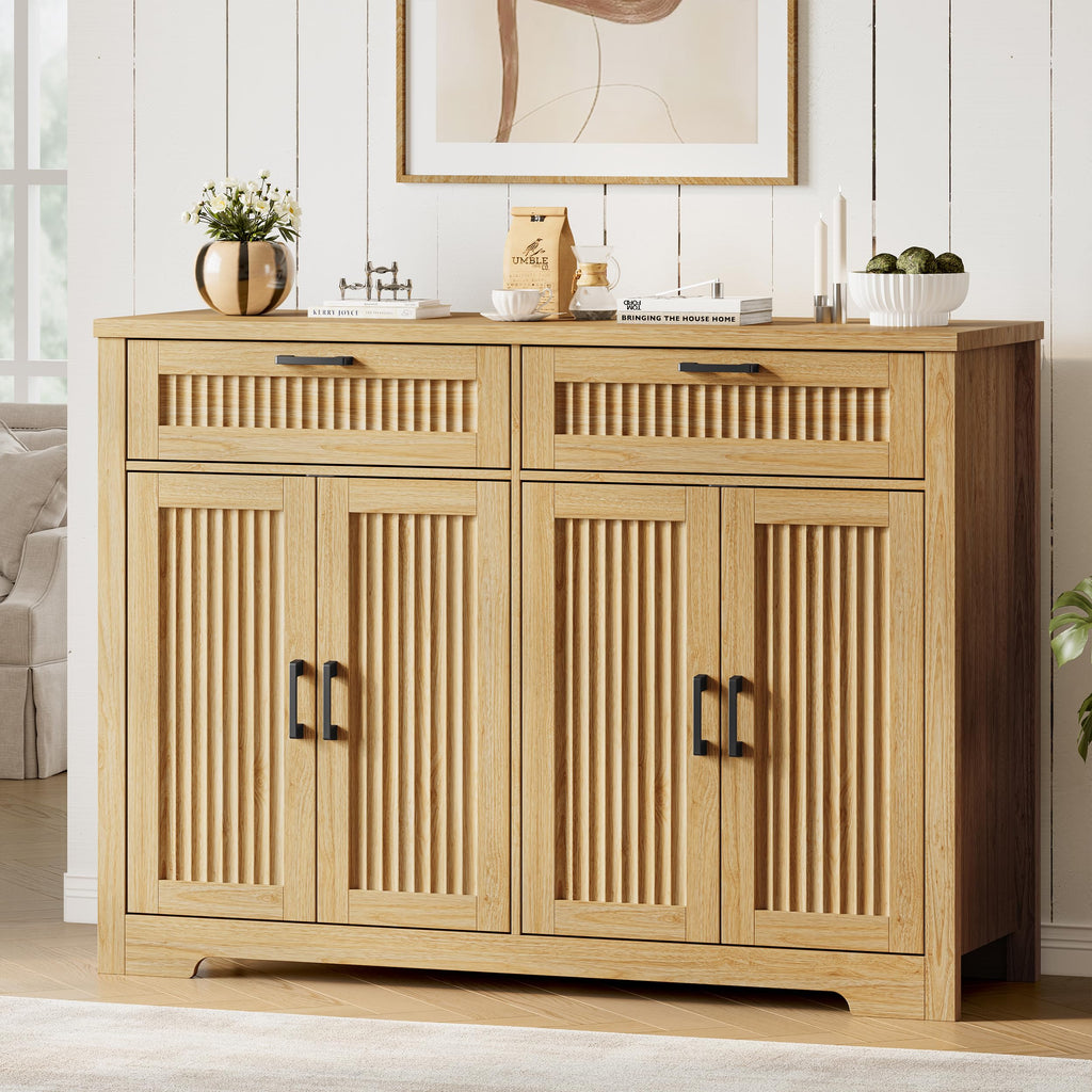 Fluted Buffet Sideboard Cabinet with Drawers L659991