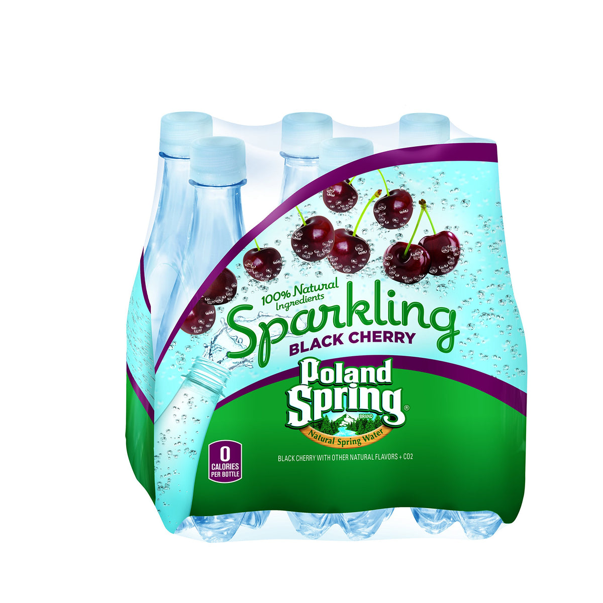 Sparkling Natural Spring Water, Black Cherry, 16.9 oz, 8 pk H516