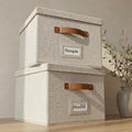 Collapsible Linen File Organizer Box Set of 2 E789