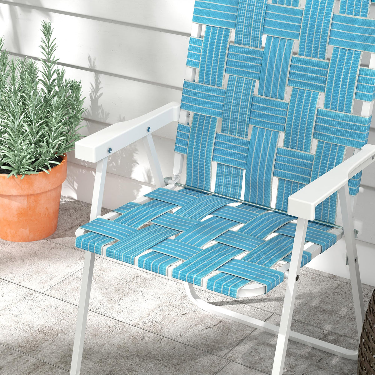 Set of 2 Blue Patio Folding Chairs R59326